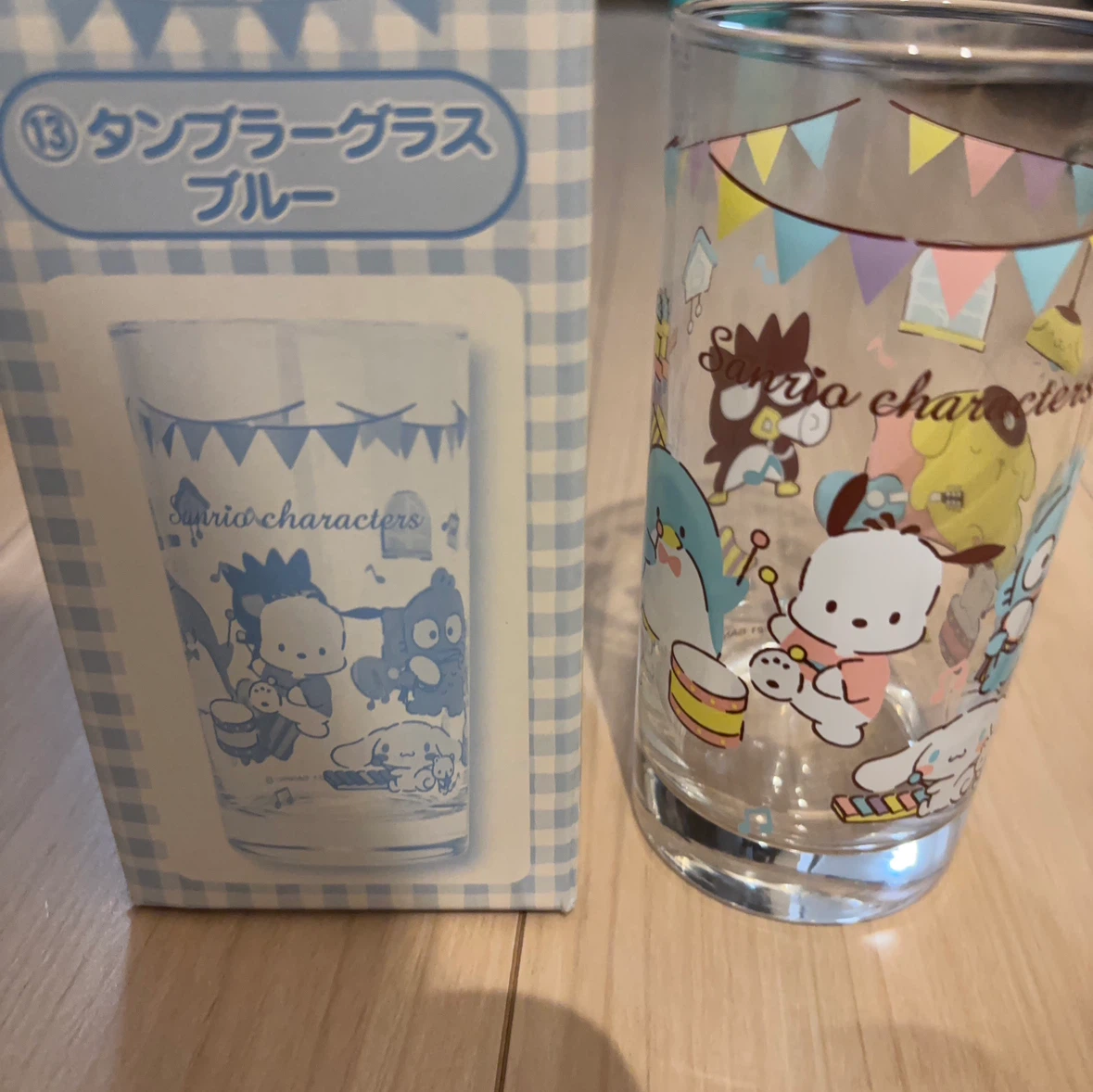 サンリオ タンブラーグラス ブルー はぴだんぶい くじ