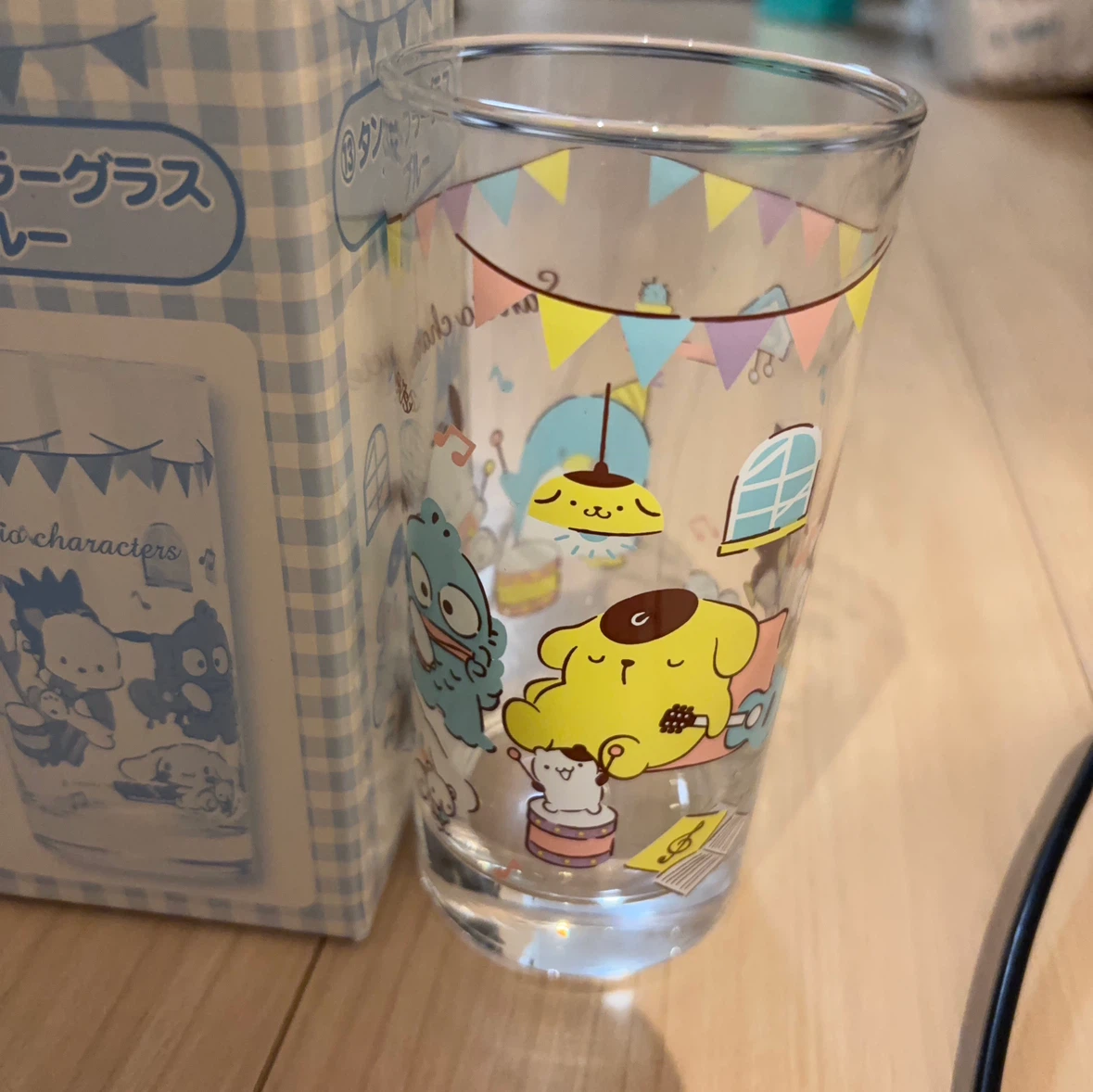 サンリオ タンブラーグラス ブルー はぴだんぶい くじの写真2枚目