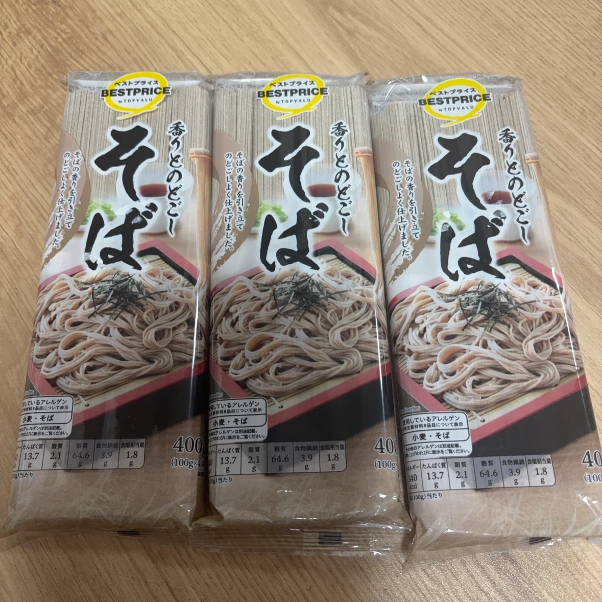 トップバリュ 香りとのどごしそば 400g×3袋