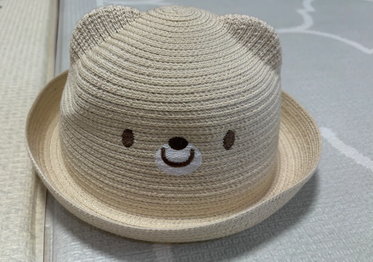 くまさんデザイン 子供用麦わら帽子 52cm