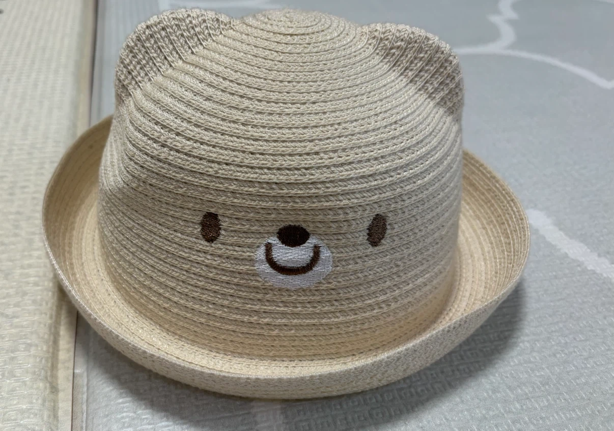 くまさんデザイン 子供用麦わら帽子 52cm