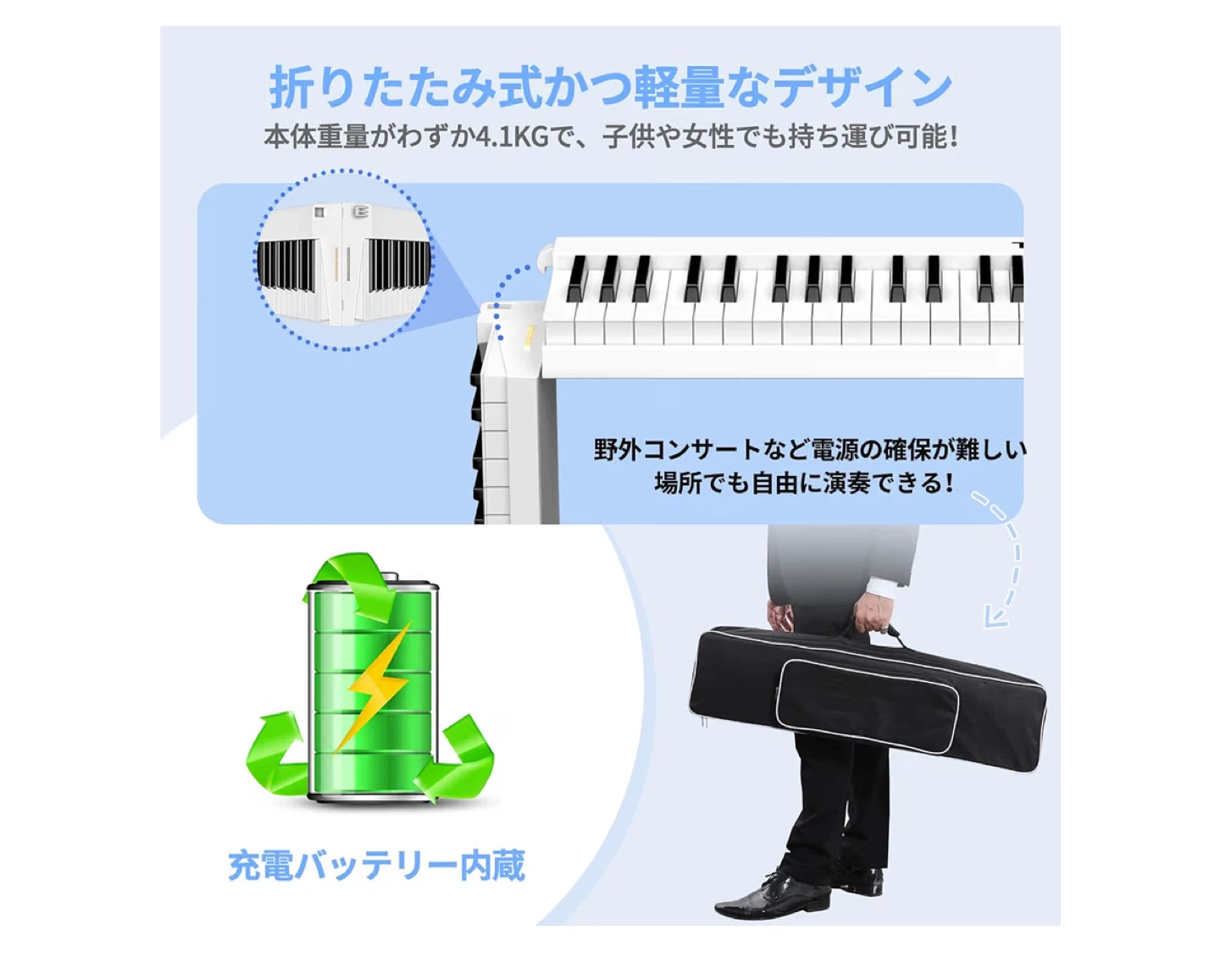 テレンス 電子ピアノ X88C 88鍵盤 折り畳み式の写真9枚目
