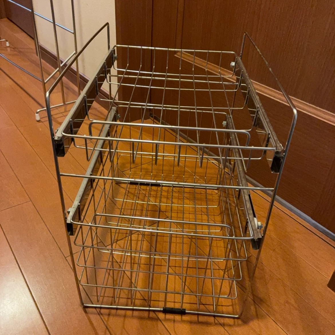 スライド式ワイヤーラック 2段 収納ケース