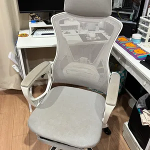 フットレスト付き メッシュオフィスチェア ホワイト
