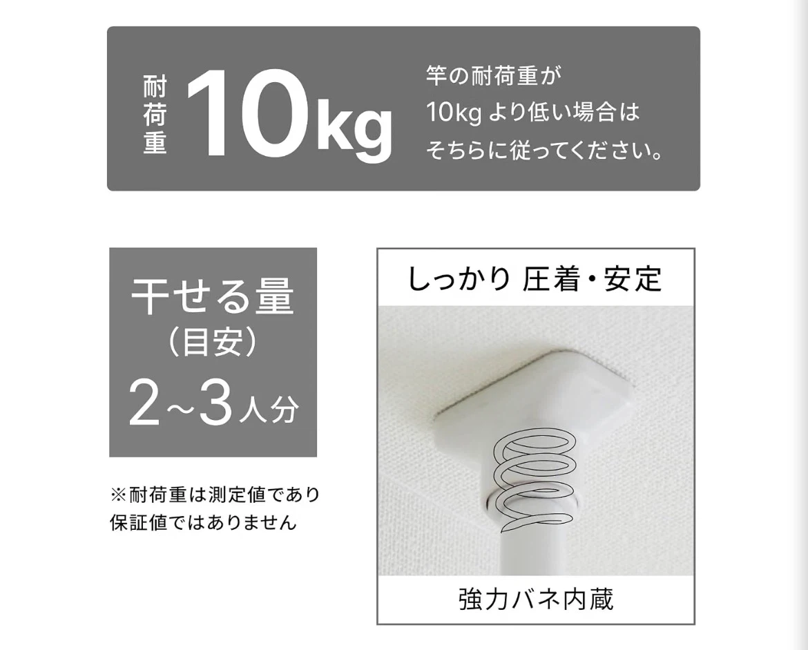 つっぱり式 窓枠物干し 腰窓用の写真4枚目
