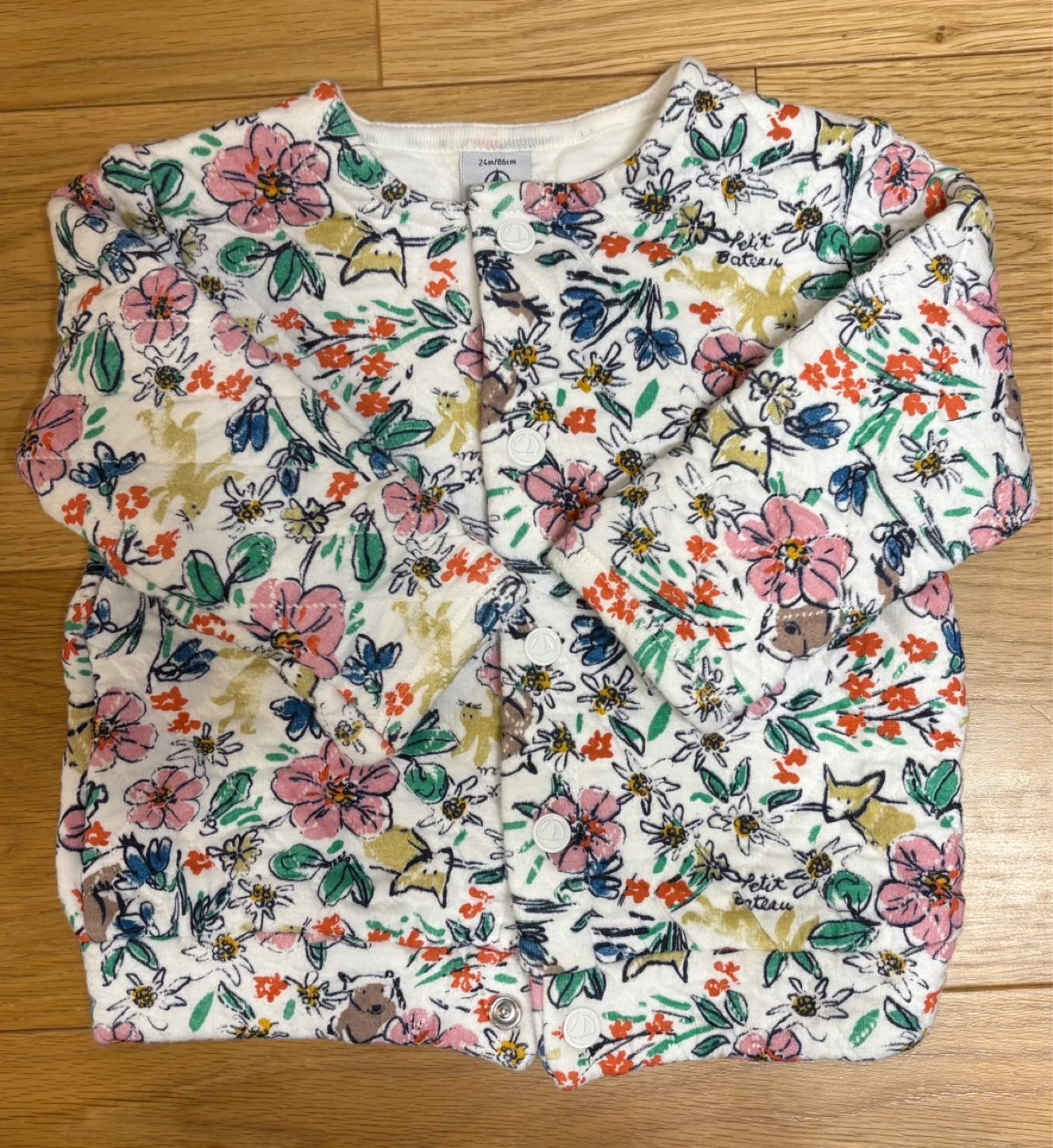 ベビー服 プチバトー 花柄カーディガン 86cm 24m