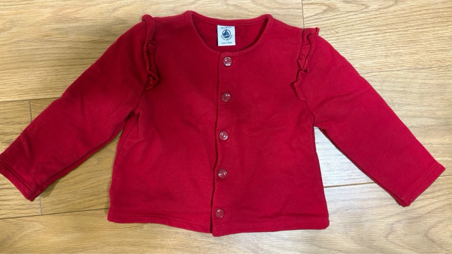 ベビー服　プチバトー カーディガン 81cm レッド