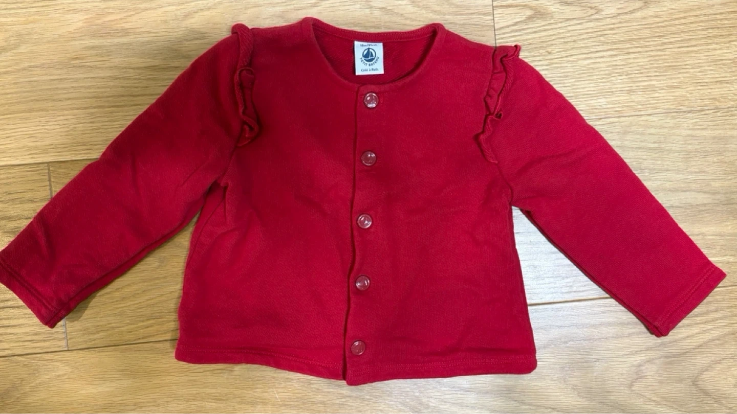 ベビー服 プチバトー カーディガン 81cm レッド
