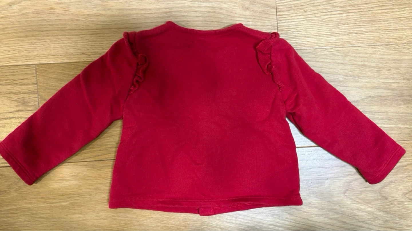 ベビー服 プチバトー カーディガン 81cm レッドの写真2枚目