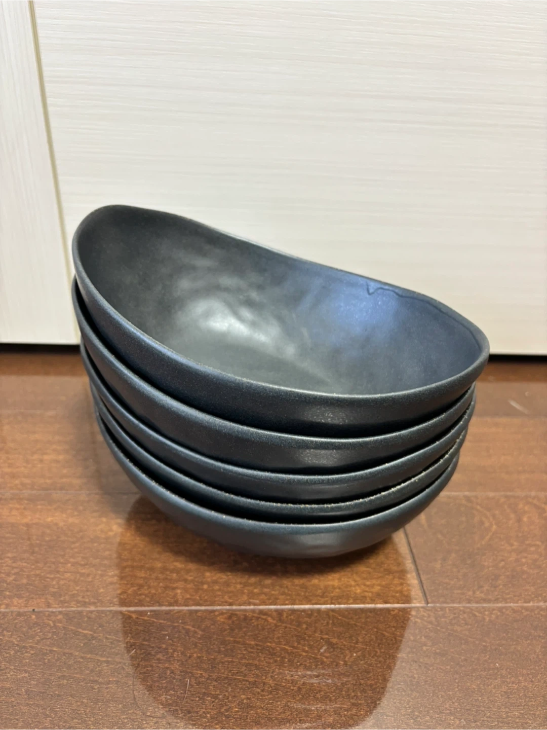 和の楕円鉢 黒いぶし 5点セットの写真2枚目