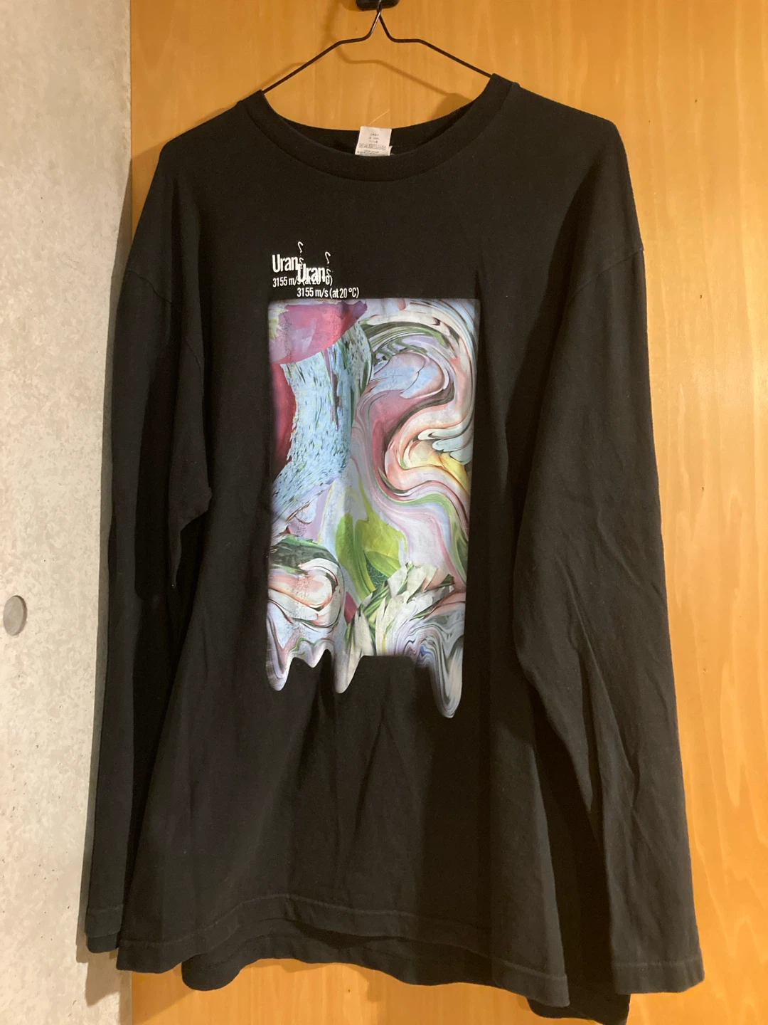 Uran プリント 長袖Tシャツ 黒 XL