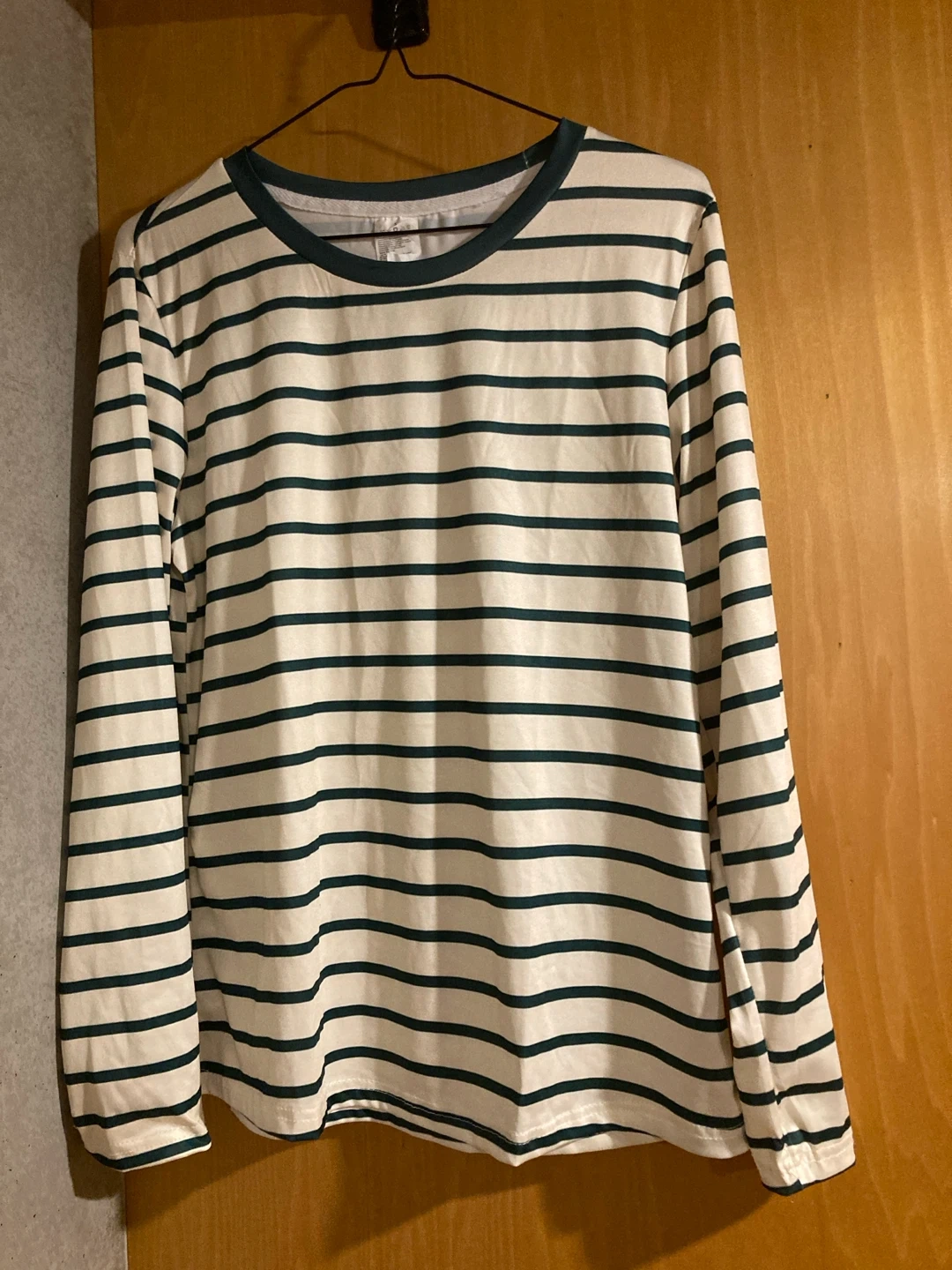 ボーダー柄 長袖カットソー グリーン
