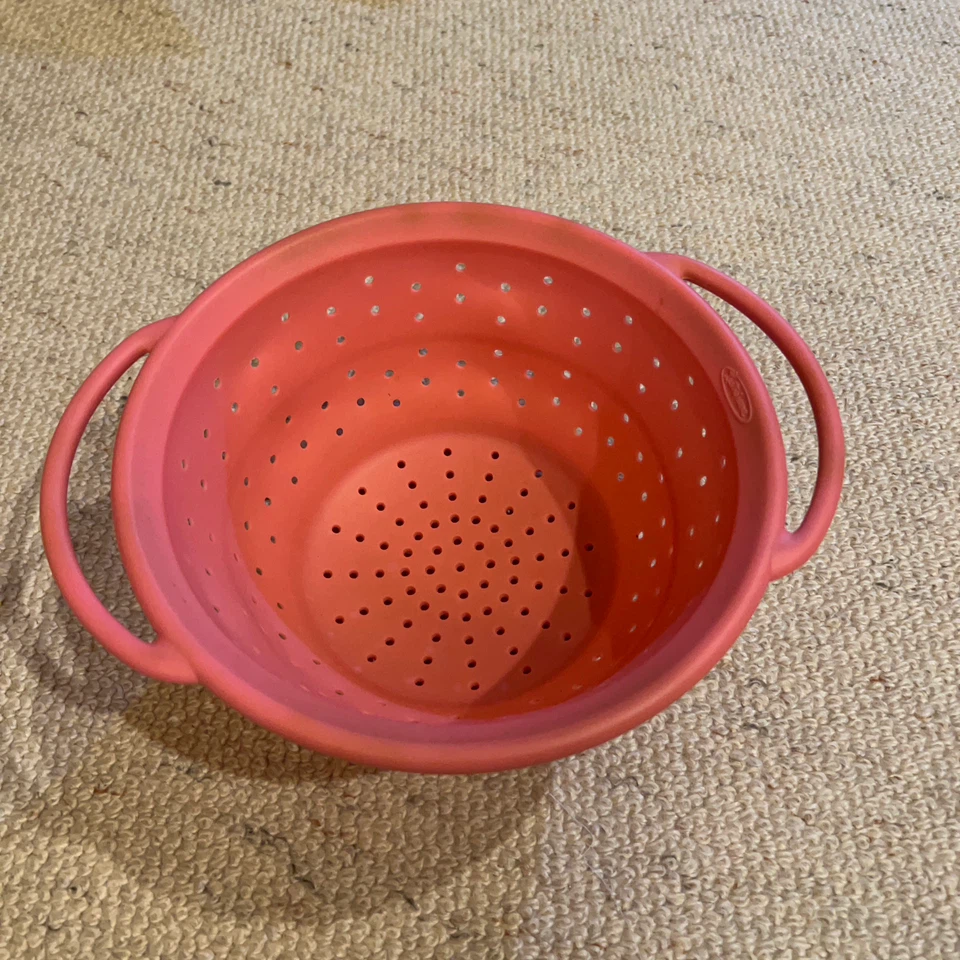 折りたたみ式 水切りカゴ ピンク