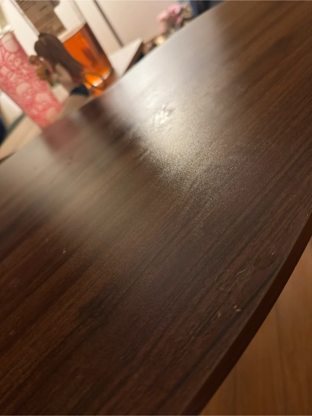 木製豆型サイドテーブル ダークブラウンの写真3枚目