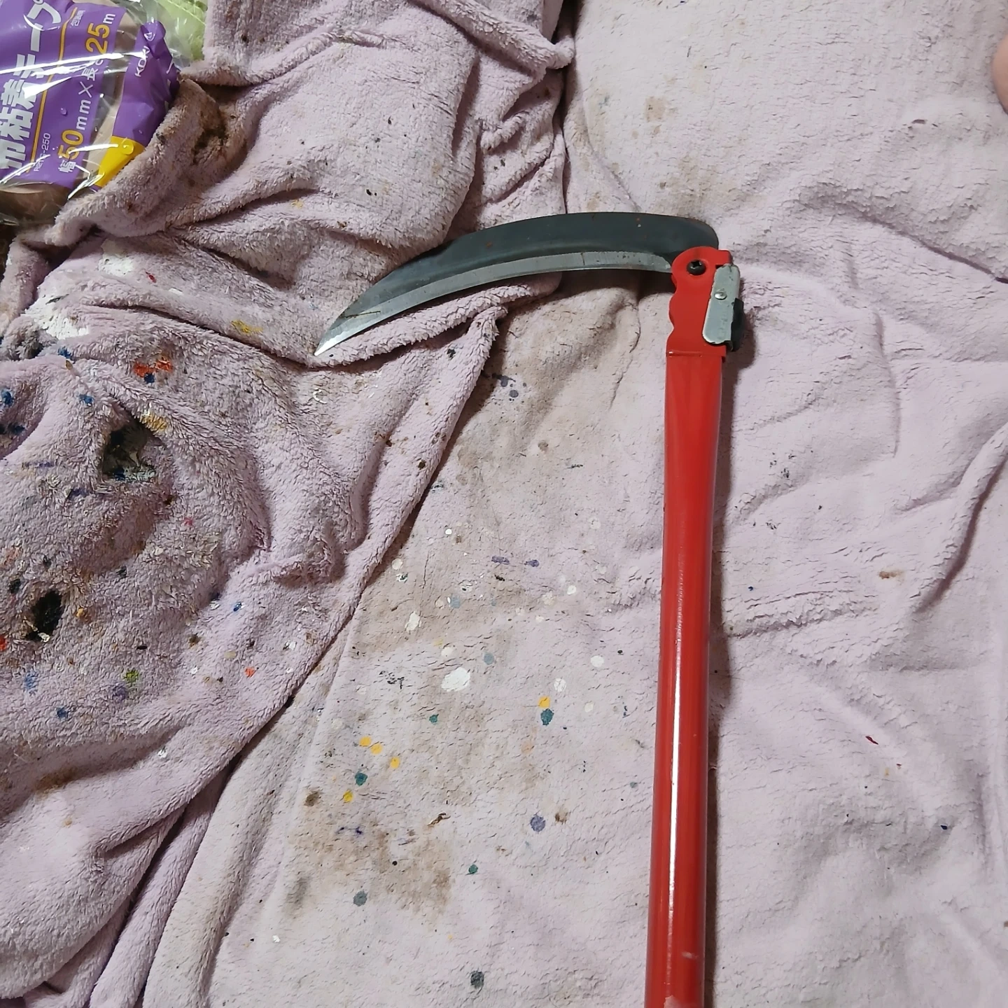 折りたたみ式 草刈り鎌 赤