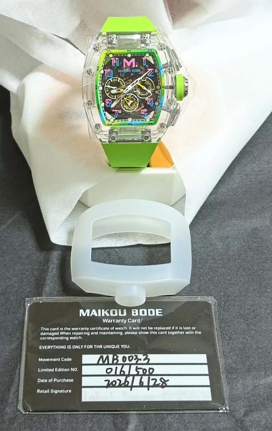 新品未使用。MAIKOU BODE 自動巻き トリプルカレンダー フルスケルトン 腕時計の写真2枚目