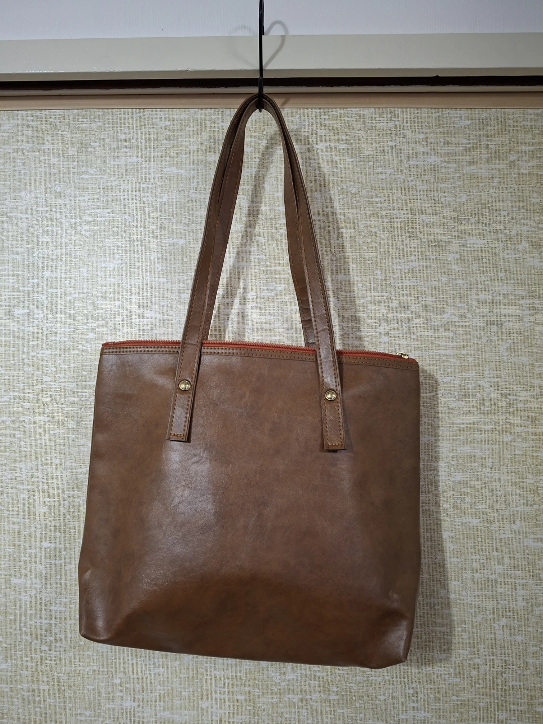 フェイクレザー トートバッグ ブラウン