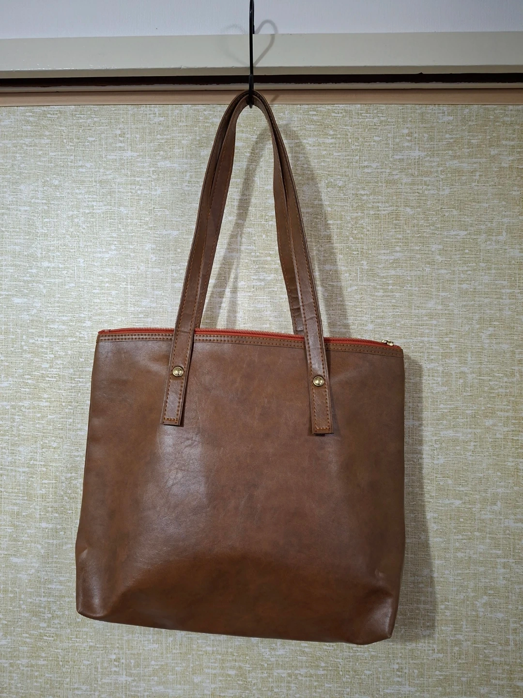 フェイクレザー トートバッグ ブラウン