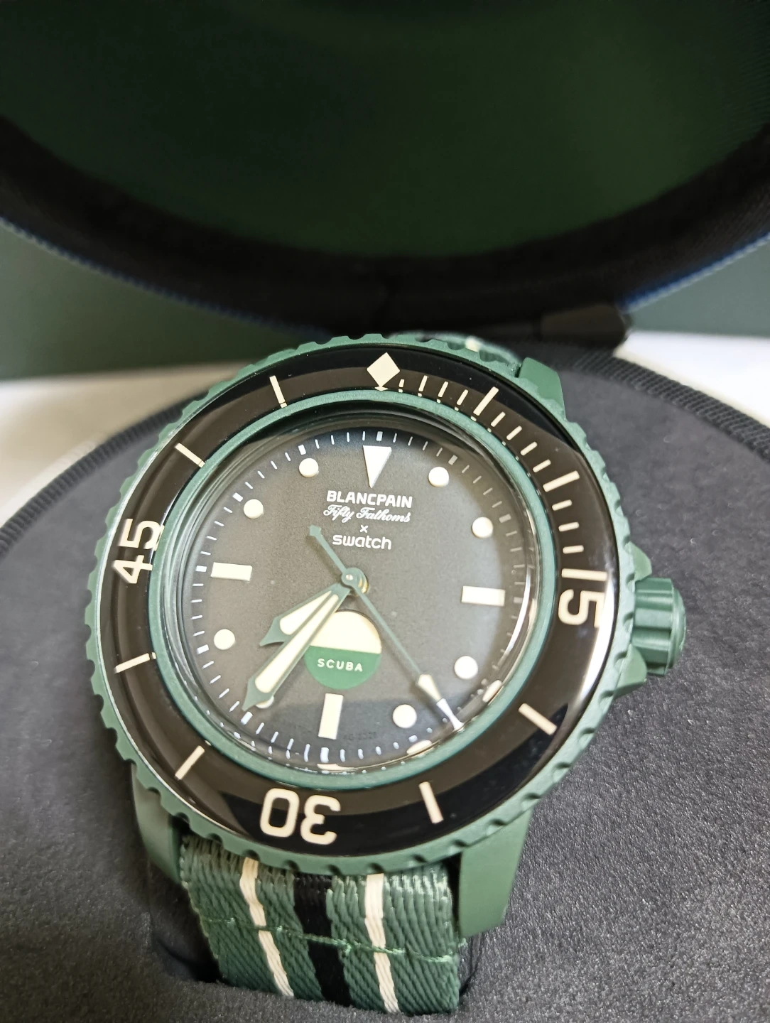 新品同様未使用。BLANCPAIN × SWATCH グリーンアビス 自動巻き 腕時計