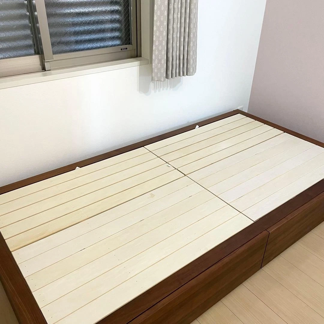 無印良品 収納付き木製ベッドフレーム シングルベッド オーク材の写真2枚目