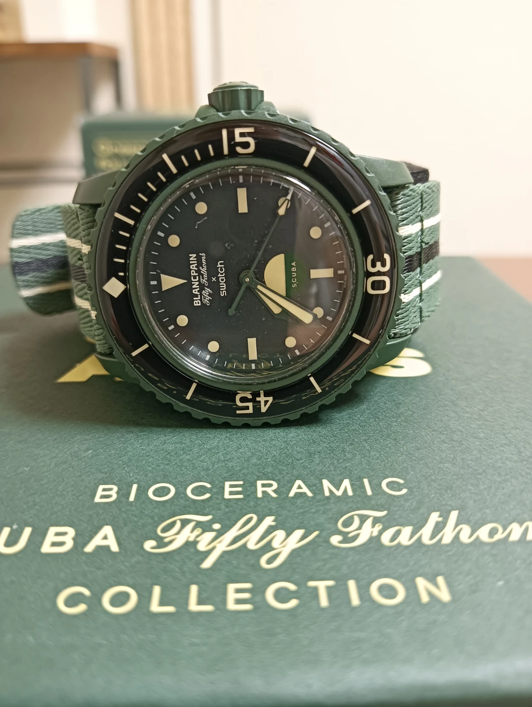 新品同様未使用。BLANCPAIN × SWATCH グリーンアビス 自動巻き 腕時計の写真5枚目