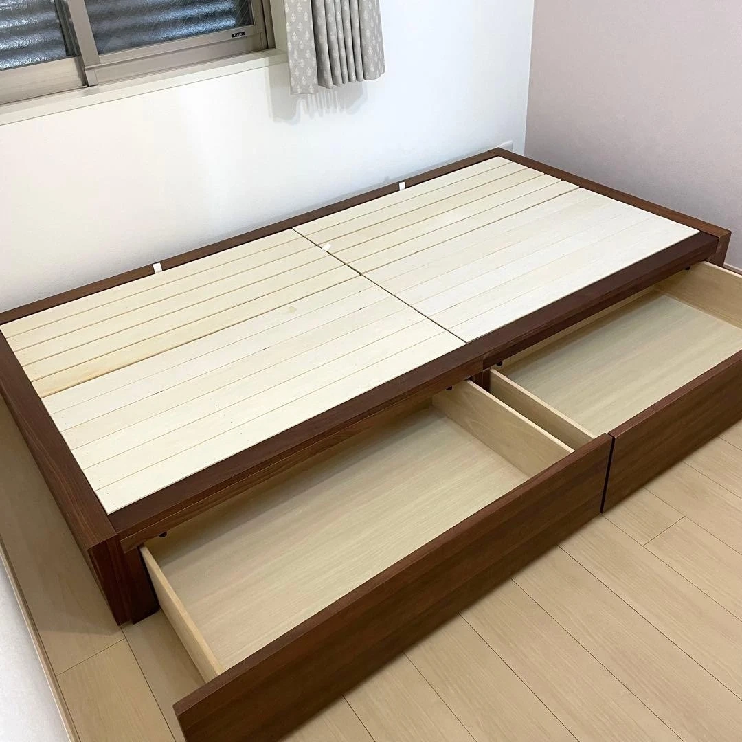 無印良品 収納付き木製ベッドフレーム シングルベッド オーク材の写真3枚目