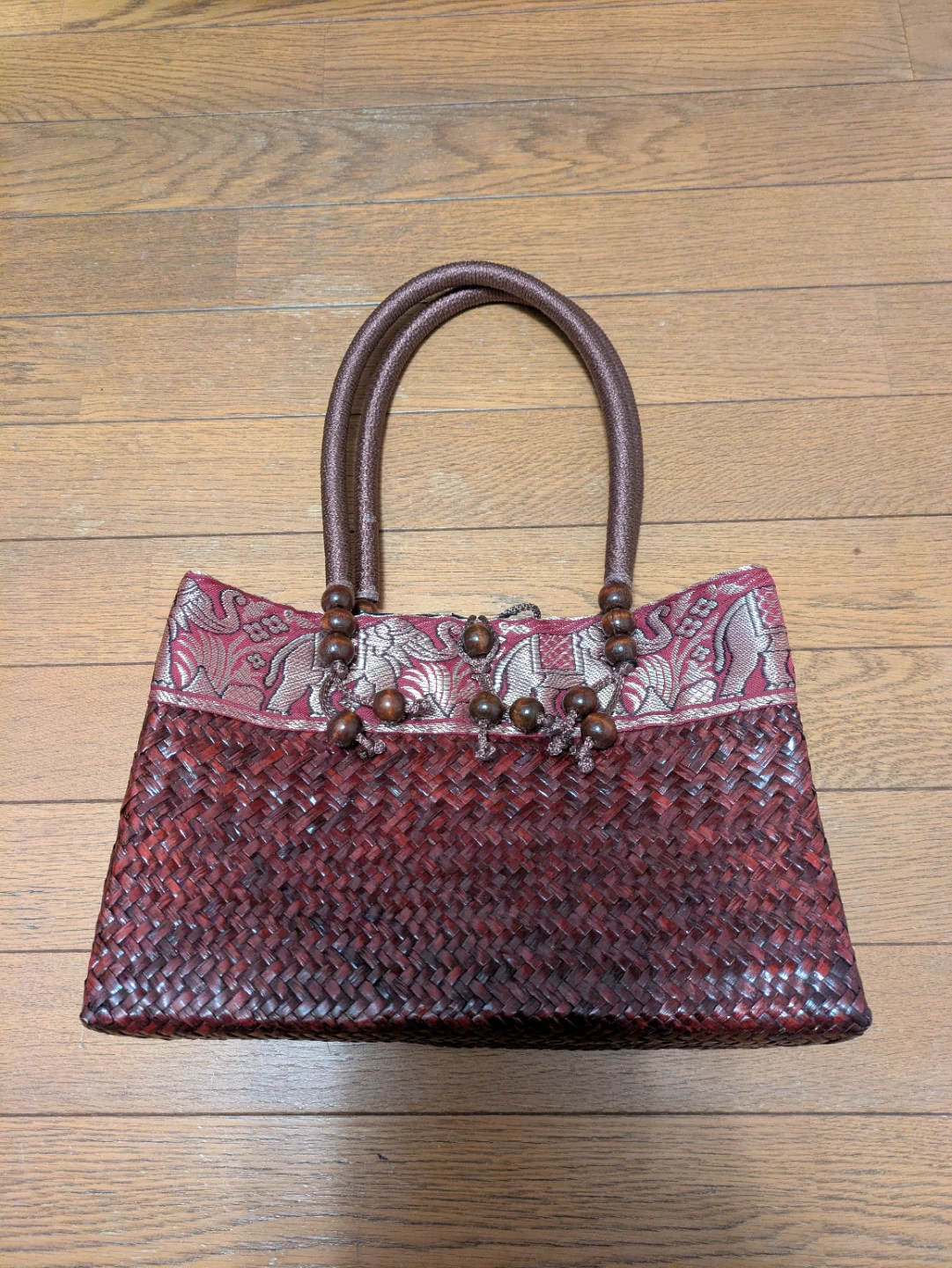 数回使用しただけの美品！象柄  かごバッグ　