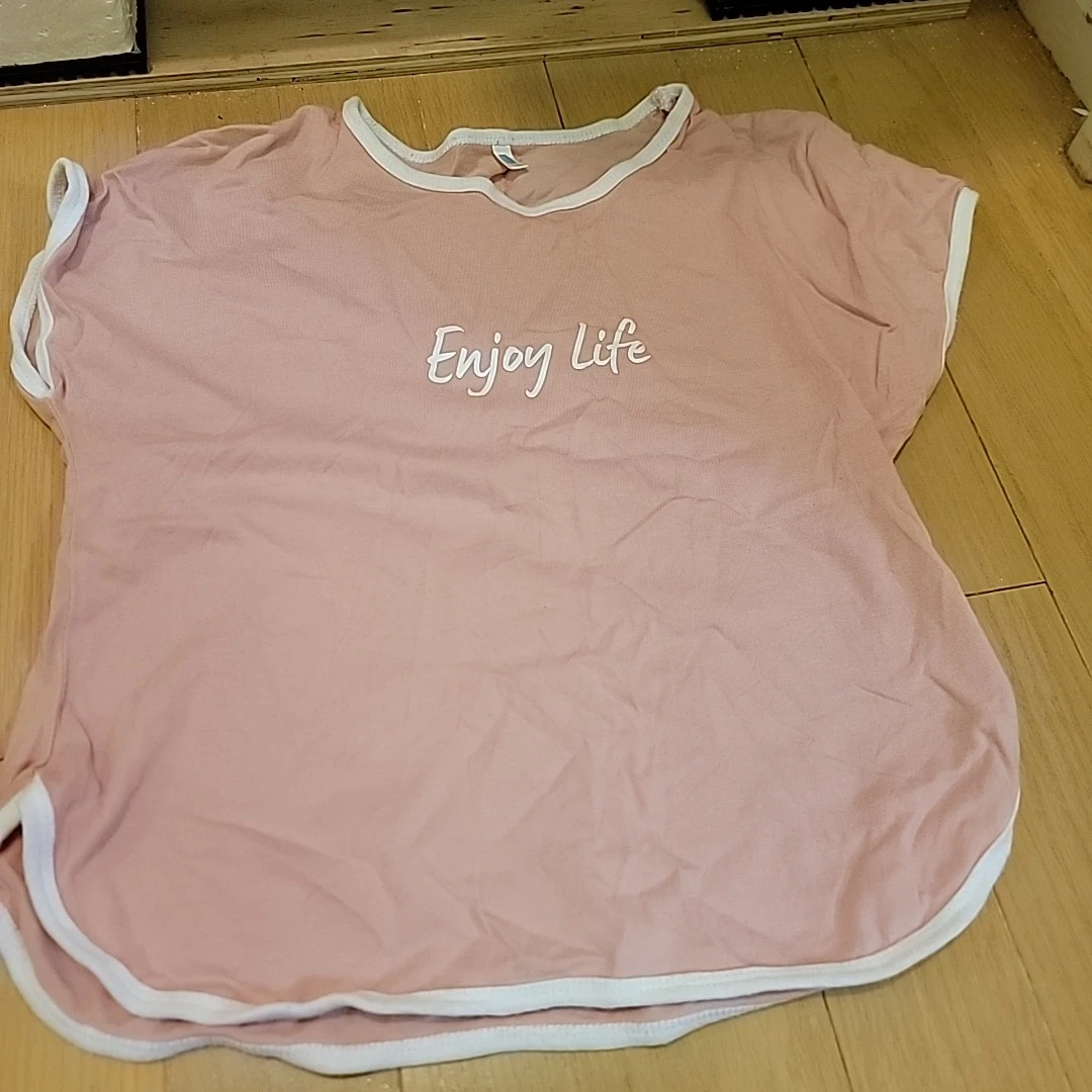 Enjoy Life プリントTシャツ ピンク
