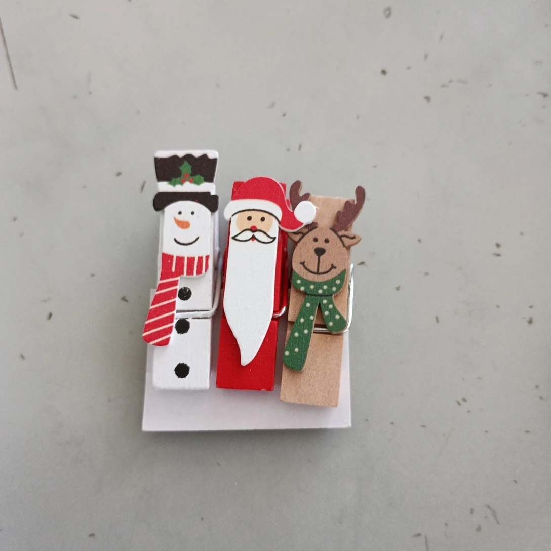 クリスマス 木製クリップ 3個セット