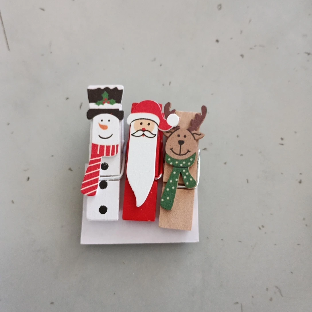 クリスマス 木製クリップ 3個セット