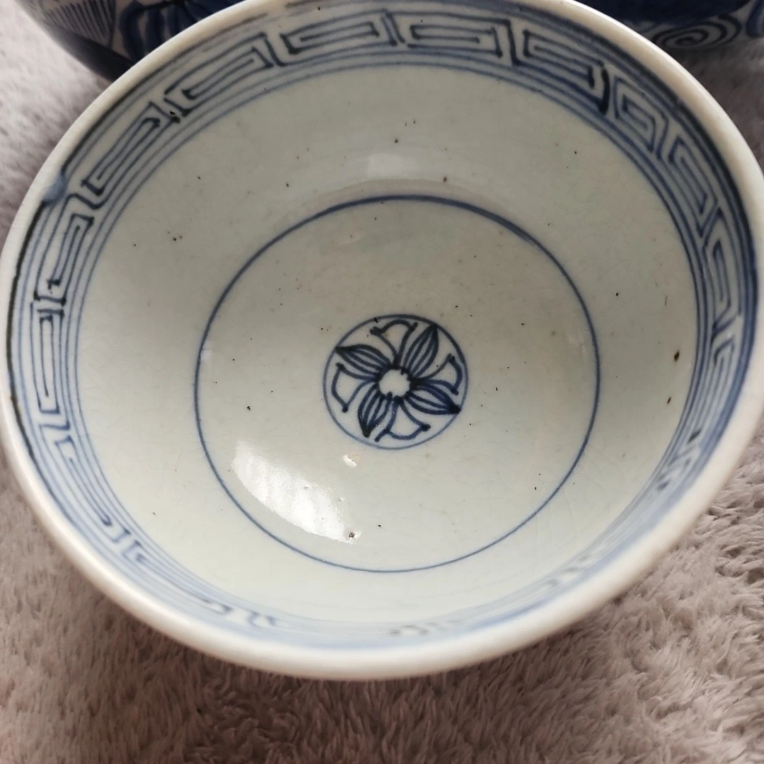 【最高骨董】古伊万里 染付 瓜文 蓋付碗 5客揃い 江戸後期 蛇の目高台 共蓋の写真4枚目