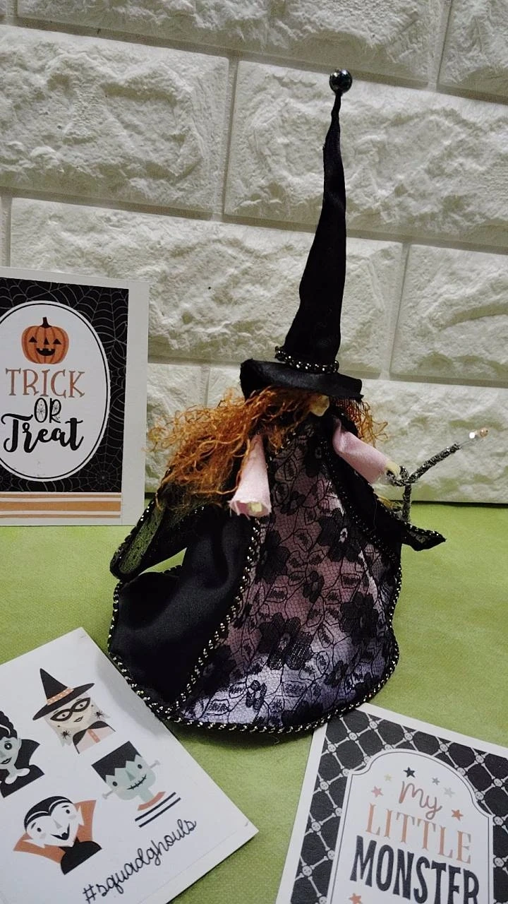 お洒落な魔女フェアリー ハロウィン 魔女のドールオブジェ高さ22 cm(カード3枚付)の写真4枚目