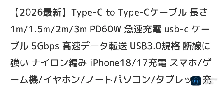 〔未使用品〕USB  PD充電器　type-c to type-cケーブルセットの写真9枚目