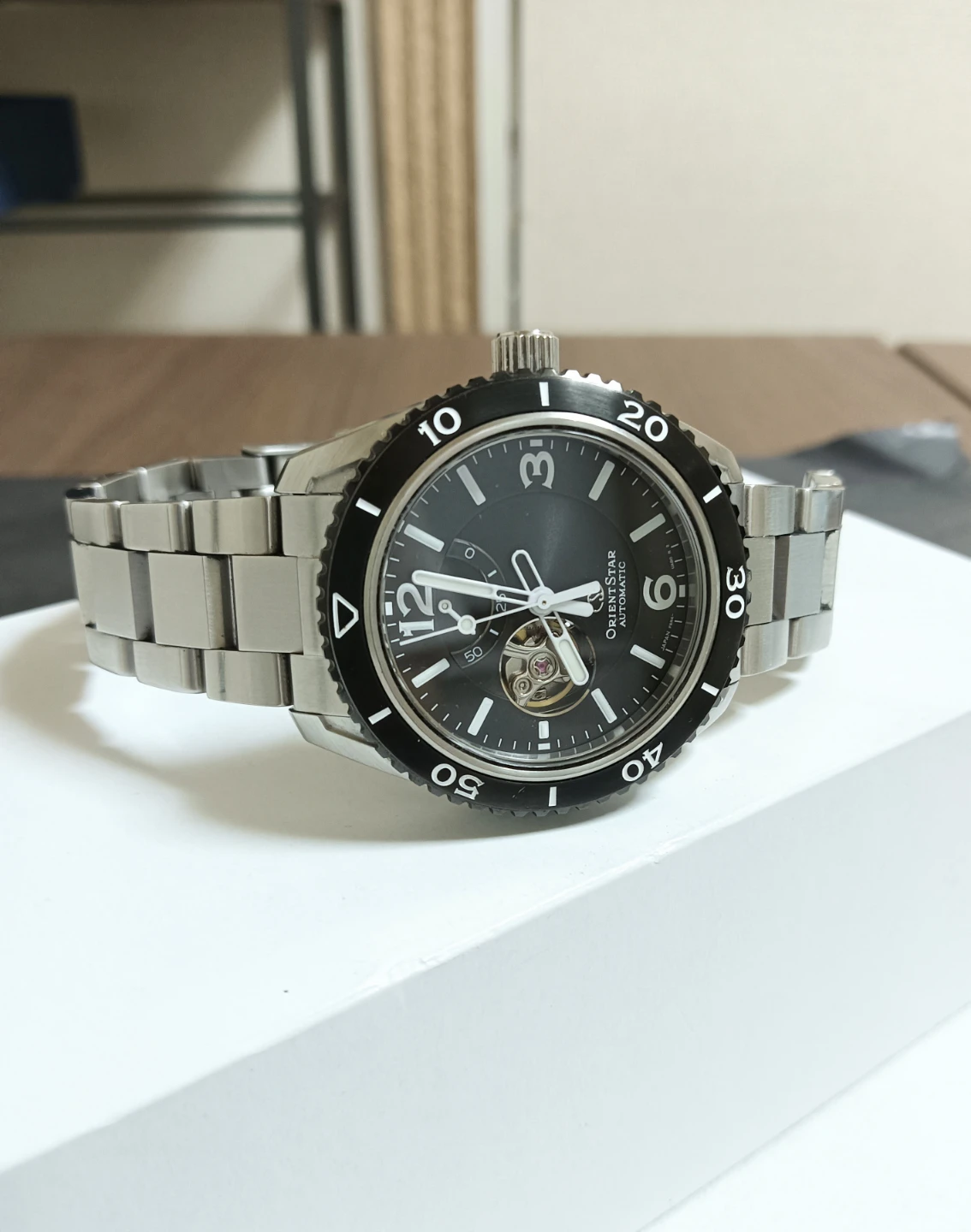 美品10万。ORIENTE STAR オリエント スター セミスケルトン 自動巻き ダイバー 腕時計の写真2枚目