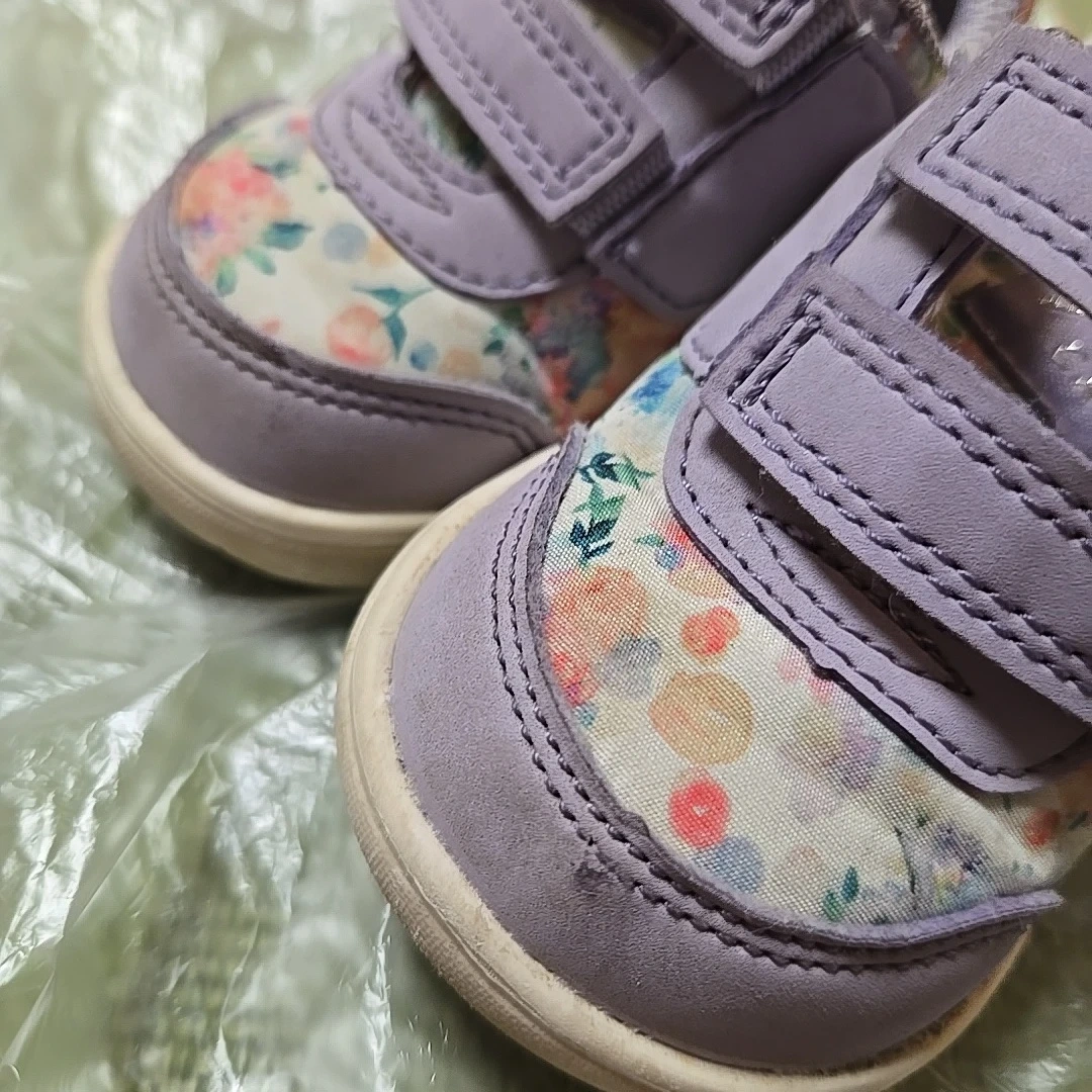 IFME ベビーシューズ 12cm 花柄 パープルの写真3枚目