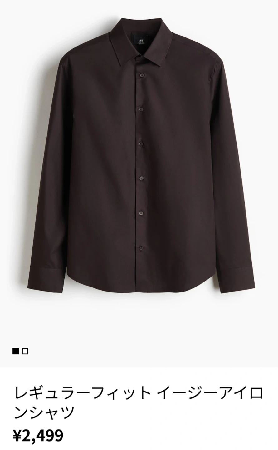H & M レギュラーフィットイージーアイロンシャツ M ブラックの写真7枚目
