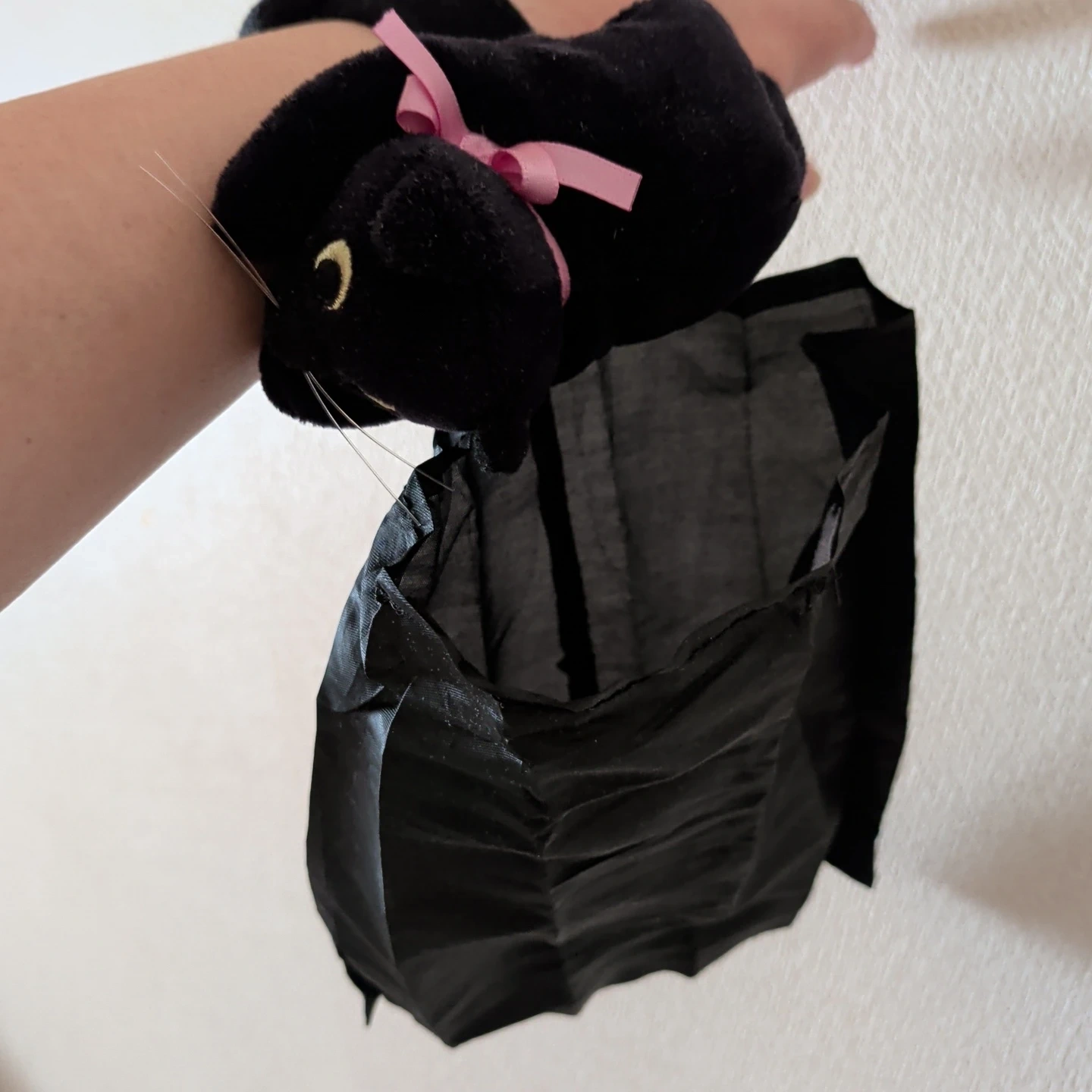 ハロウィン黒猫 エコバッグ ぬいぐるみ風