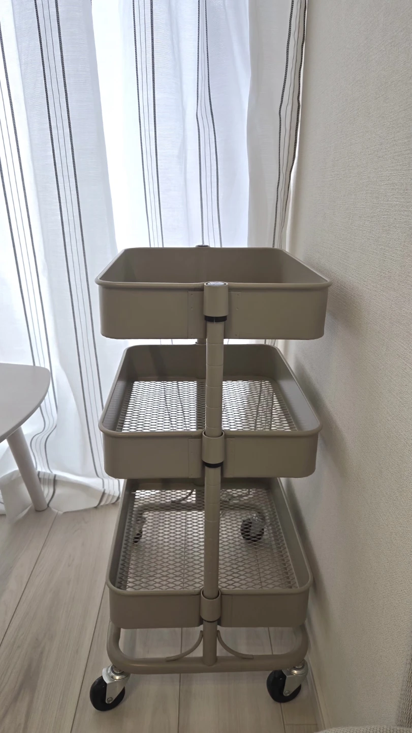 ニトリ キッチンワゴン コンパクト (モカ)【スチールワゴン トロリ4】の写真2枚目