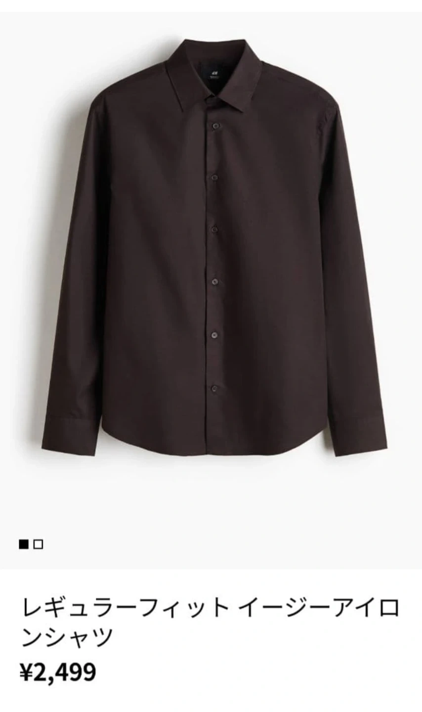 H & M レギュラーフィットイージーアイロンシャツ M ブラックの写真5枚目