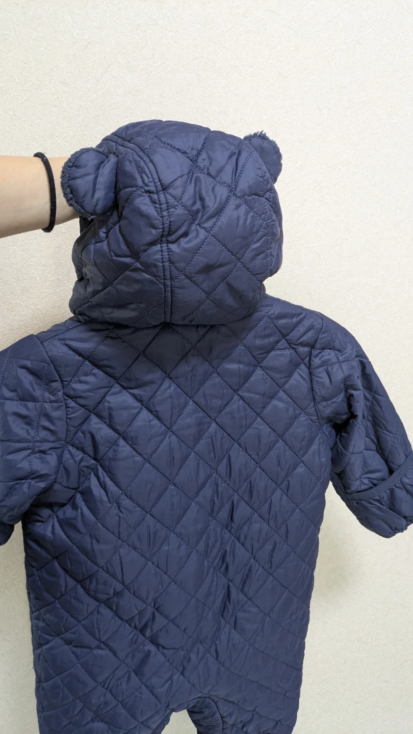 ユニクロ ベビー キルトカバーオール 80cm ネイビーの写真2枚目