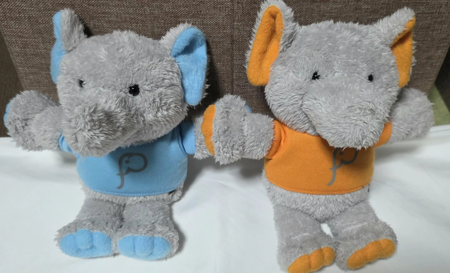 ゾウのぬいぐるみ 2点セット ブルー オレンジ