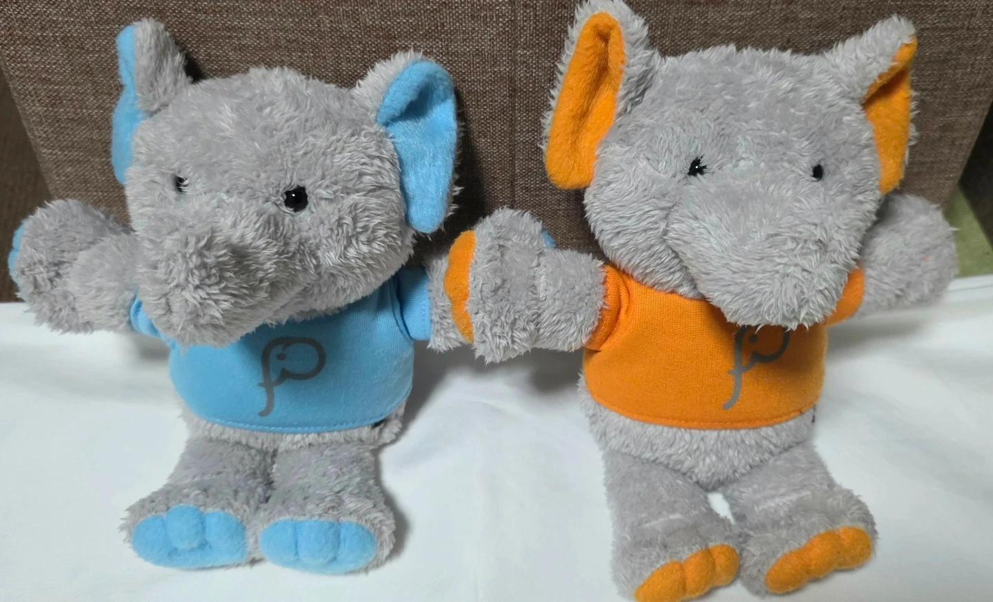 ゾウのぬいぐるみ 2点セット ブルー オレンジ