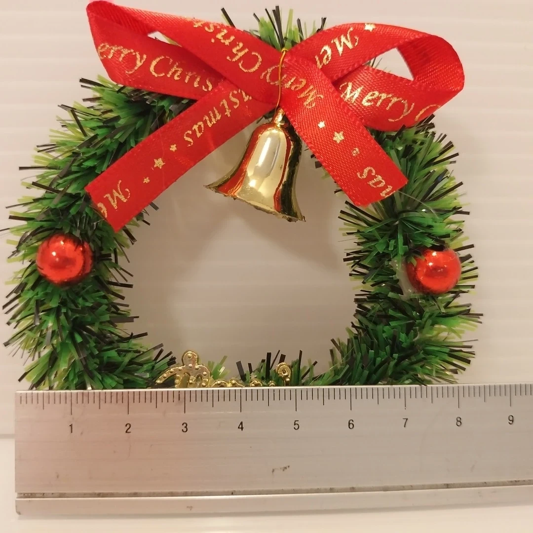 クリスマスミニリース 装飾 ベル リボンの写真2枚目