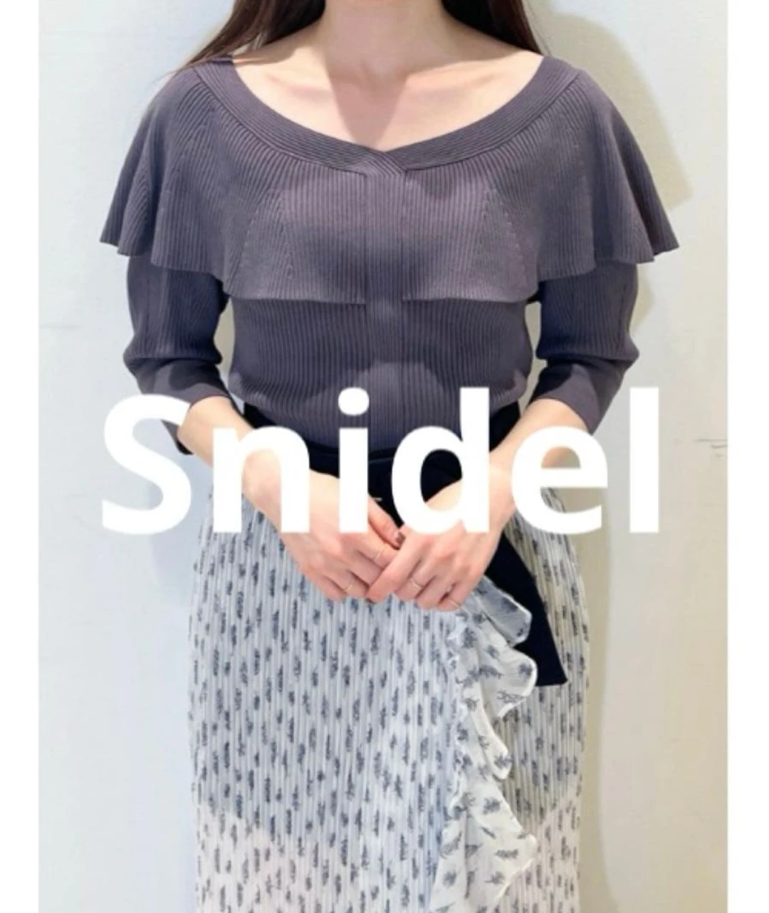 【美品】snidel スナイデル　ケープニットプルオーバー　グレー　パープル