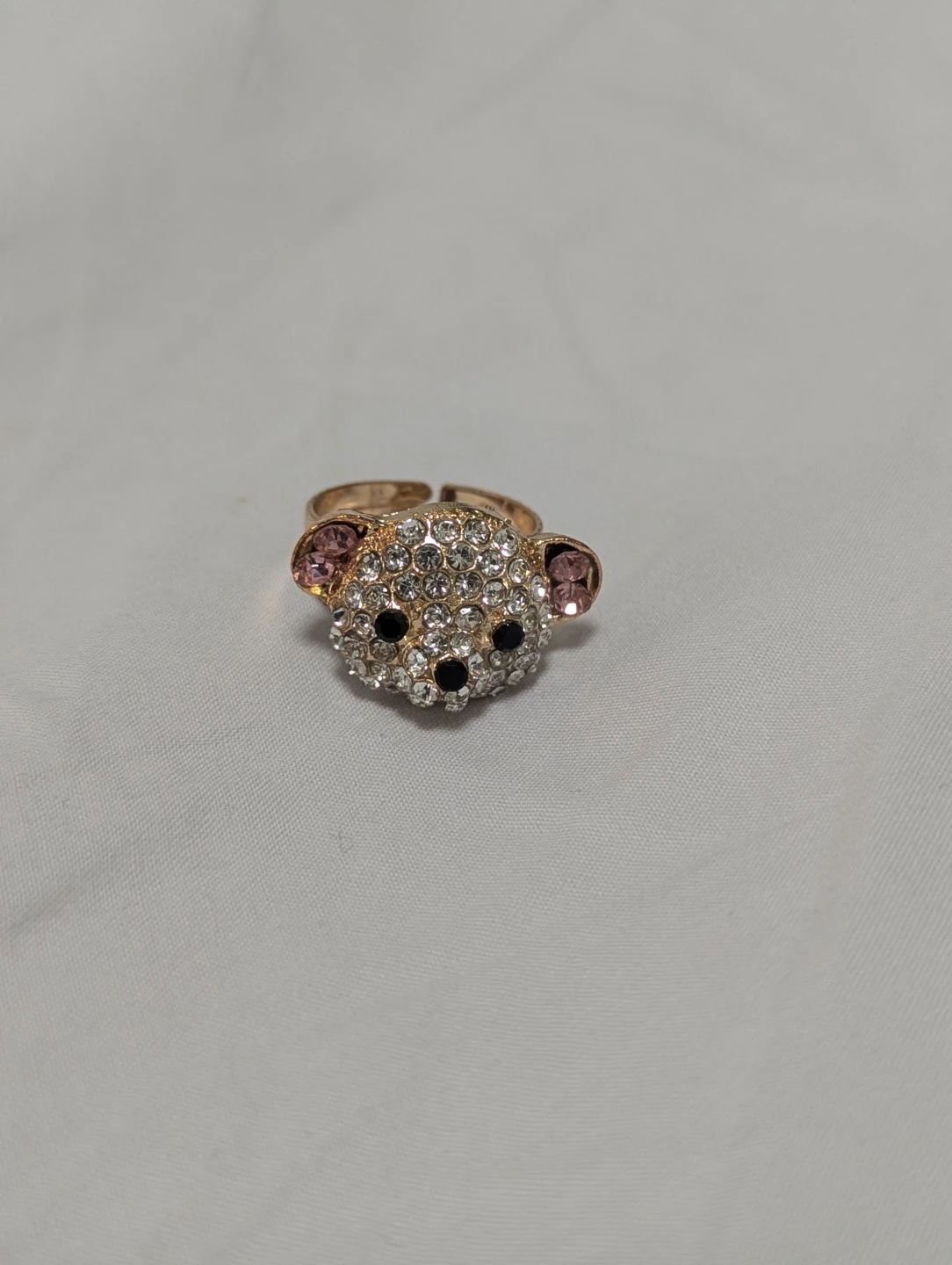 クマモチーフ パヴェビジューリング ＆ パールデザインリング 2点セットの写真2枚目