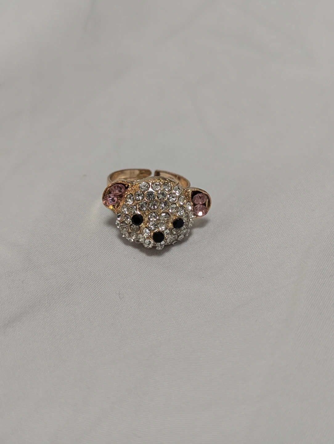 クマモチーフ パヴェビジューリング & パールデザインリング 2点セットの写真2枚目