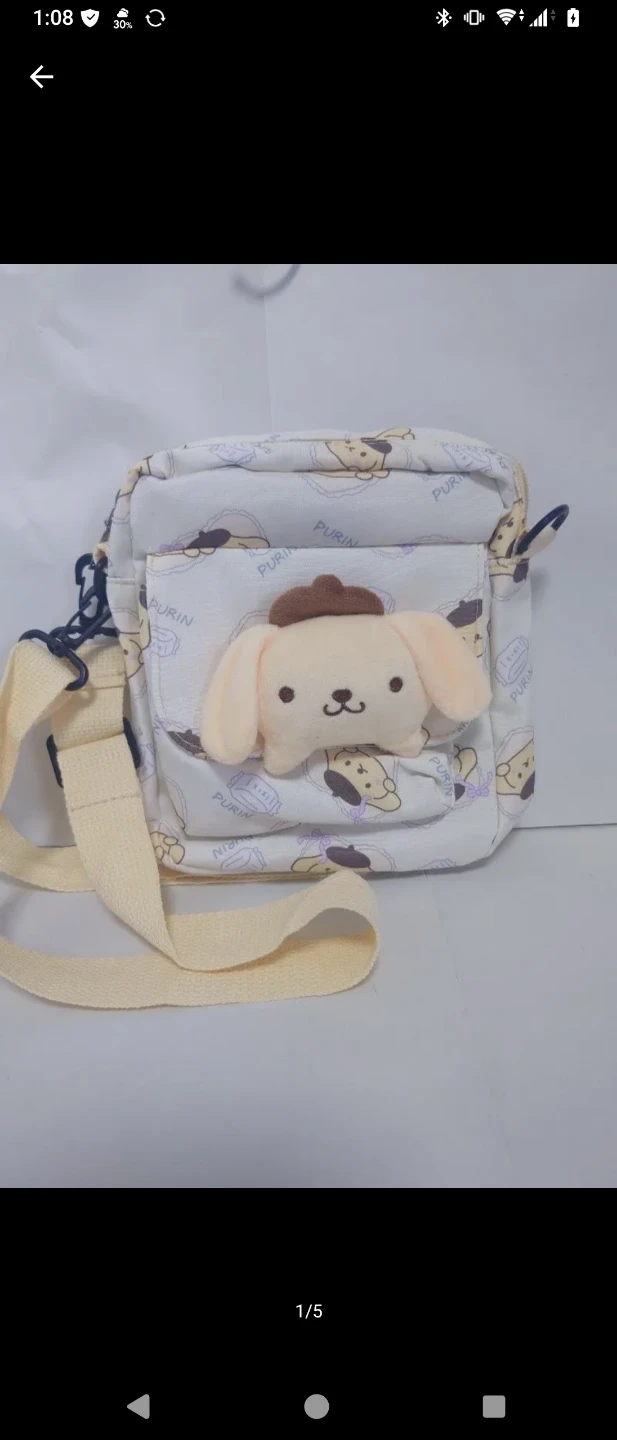 ポムポムプリン ショルダーポーチ ぬいぐるみ付き