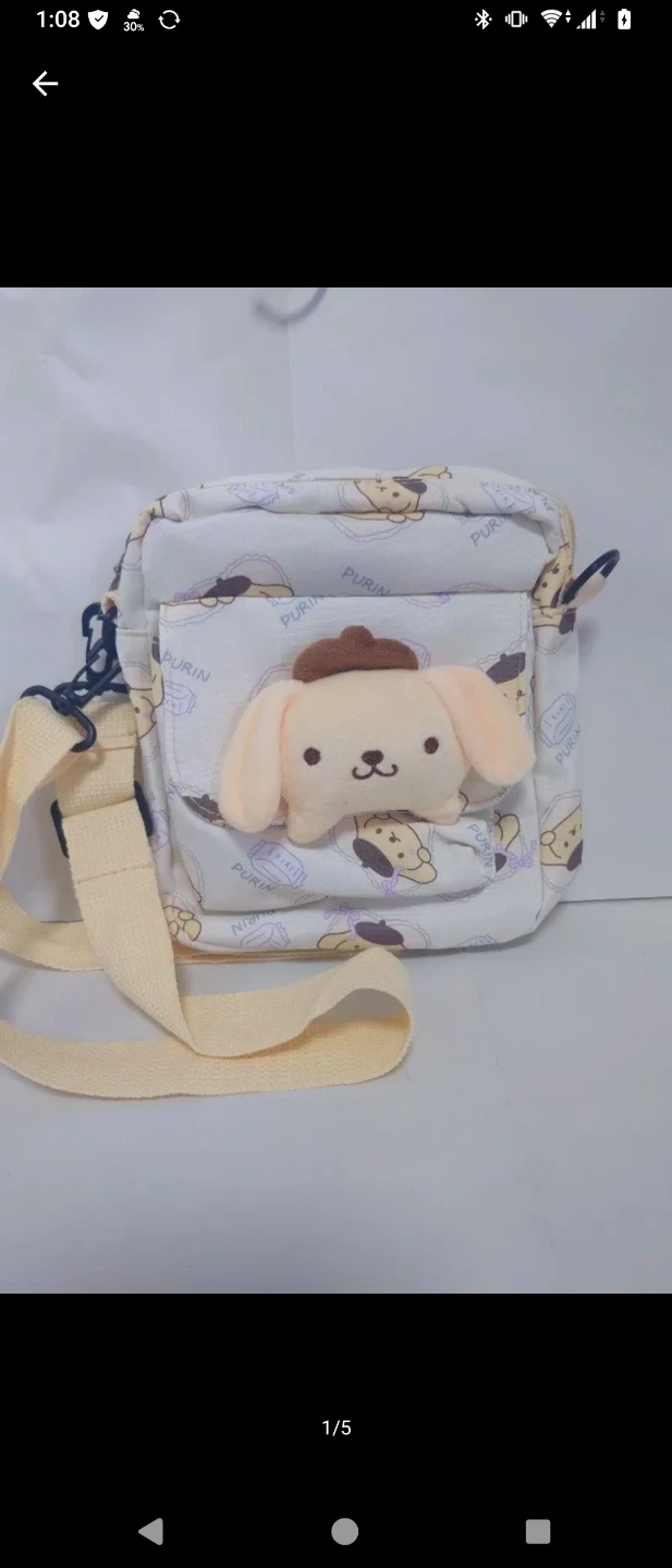 ポムポムプリン ショルダーポーチ ぬいぐるみ付き
