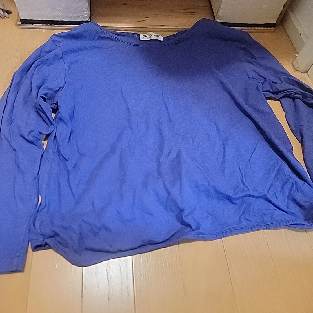 セシール 長袖カットソー ブルー