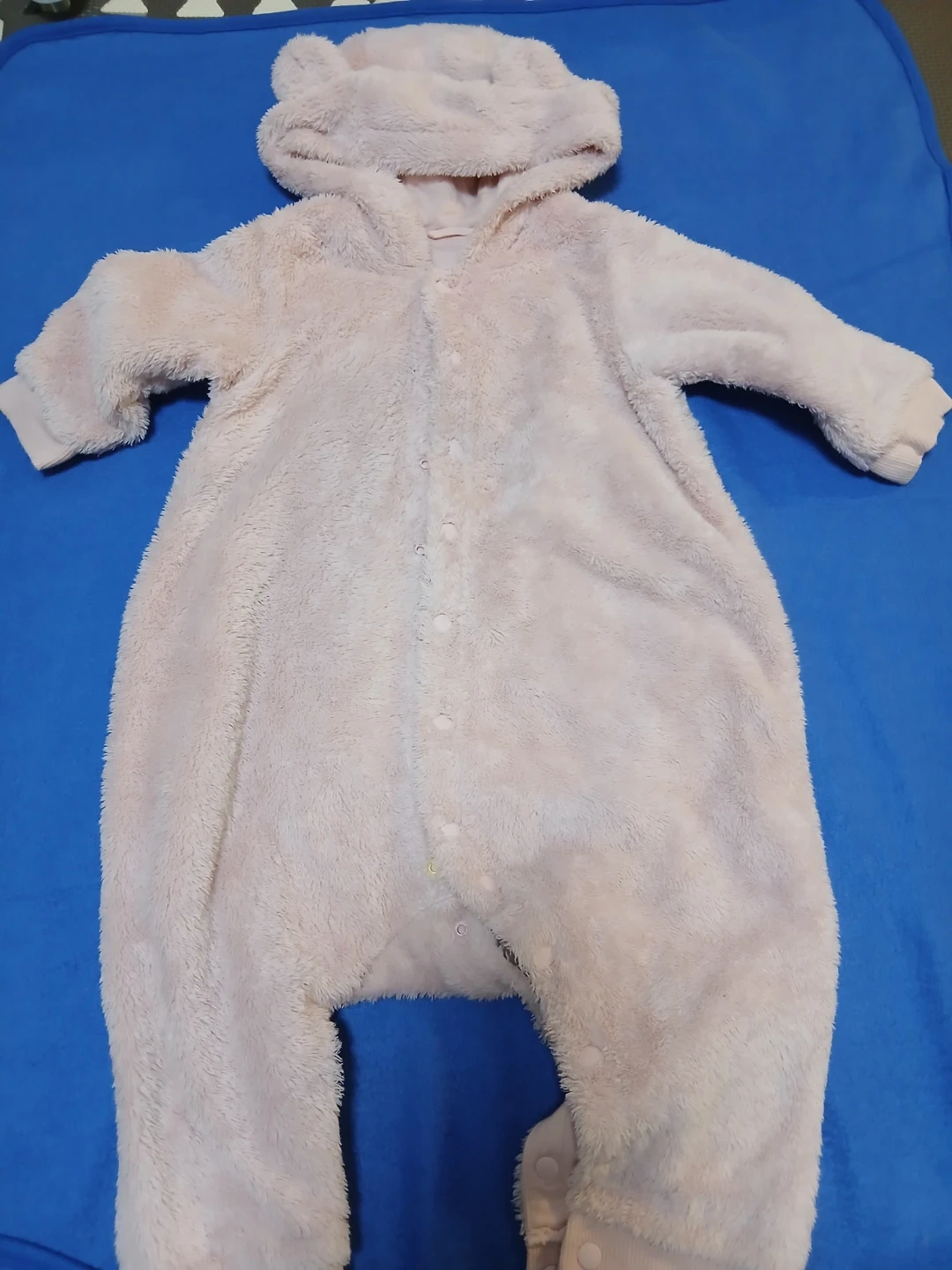 ユニクロ ベビー くま耳カバーオール 80cm ピンク